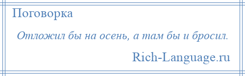 
    Отложил бы на осень, а там бы и бросил.