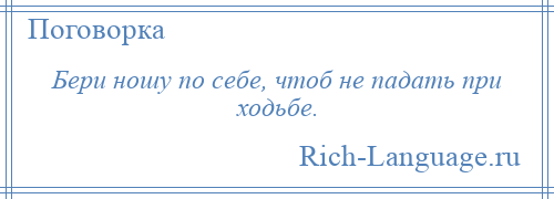 
    Бери ношу по себе, чтоб не падать при ходьбе.