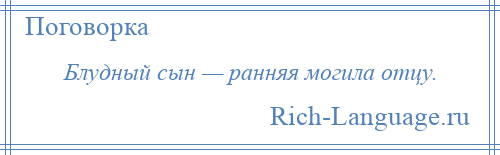 
    Блудный сын — ранняя могила отцу.