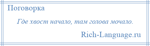 
    Где хвост начало, там голова мочало.