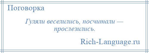 
    Гуляли веселились, посчитали — прослезились.