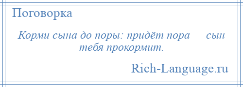 
    Корми сына до поры: придёт пора — сын тебя прокормит.