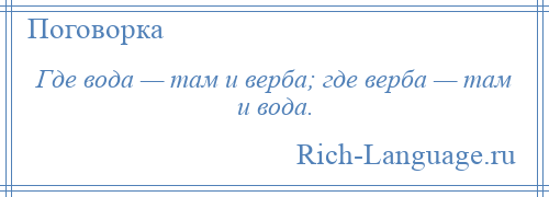 
    Где вода — там и верба; где верба — там и вода.