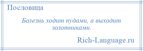 
    Болезнь ходит пудами, а выходит золотниками.