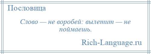 
    Слово — не воробей: вылетит — не поймаешь.