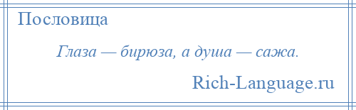 
    Глаза — бирюза, а душа — сажа.