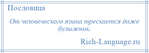 
    От человеческого языка трескается даже булыжник.