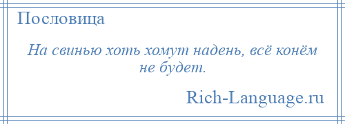 
    На свинью хоть хомут надень, всё конём не будет.