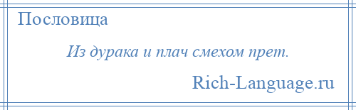 
    Из дурака и плач смехом прет.