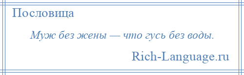 
    Муж без жены — что гусь без воды.