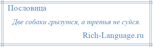 
    Две собаки грызутся, а третья не суйся.