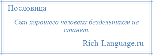 
    Сын хорошего человека бездельником не станет.