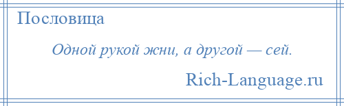 
    Одной рукой жни, а другой — сей.