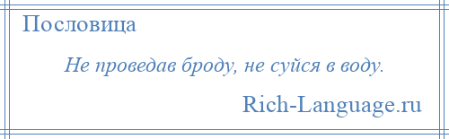 
    Не проведав броду, не суйся в воду.