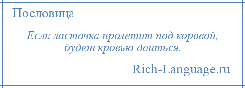 
    Если ласточка пролетит под коровой, будет кровью доиться.