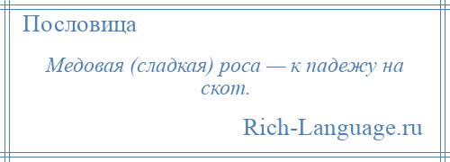 
    Медовая (сладкая) роса — к падежу на скот.