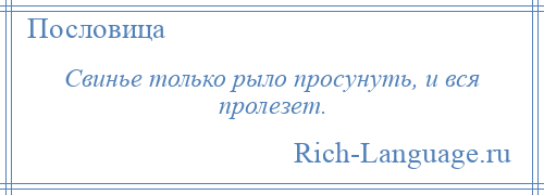 
    Свинье только рыло просунуть, и вся пролезет.