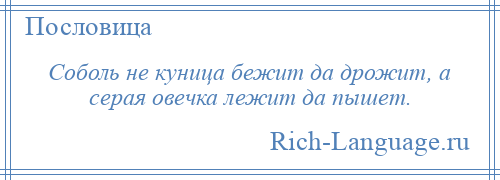 
    Соболь не куница бежит да дрожит, а серая овечка лежит да пышет.