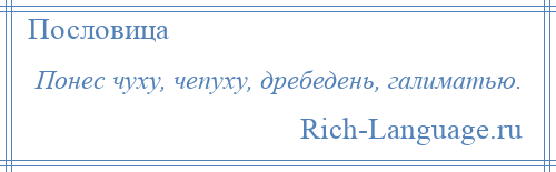 
    Понес чуху, чепуху, дребедень, галиматью.