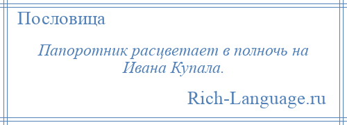 
    Папоротник расцветает в полночь на Ивана Купала.