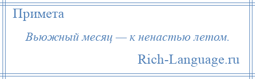 
    Вьюжный месяц — к ненастью летом.