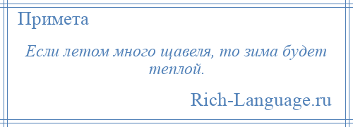 
    Если летом много щавеля, то зима будет теплой.