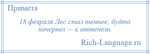 
    18 февраля Лес стал темнее, будто почернел — к оттепели.