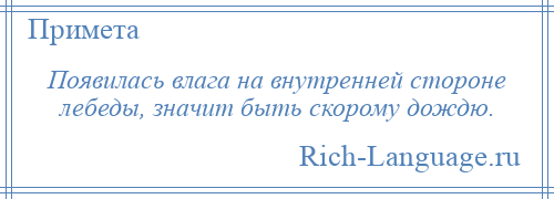 
    Появилась влага на внутренней стороне лебеды, значит быть скорому дождю.