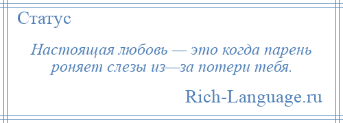 
    Настоящая любовь — это когда парень роняет слезы из—за потери тебя.