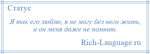 
    Я так его люблю, я не могу без него жить, а он меня даже не помнит.