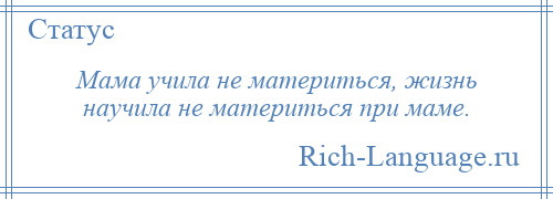 
    Мама учила не материться, жизнь научила не материться при маме.