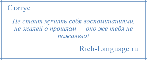 
    Не стоит мучить себя воспоминаниями, не жалей о прошлом — оно же тебя не пожалело!