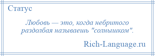 
    Любовь — это, когда небритого раздолбая называешь солнышком .