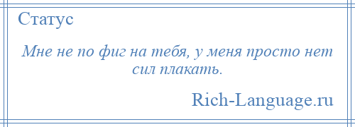 
    Мне не по фиг на тебя, у меня просто нет сил плакать.