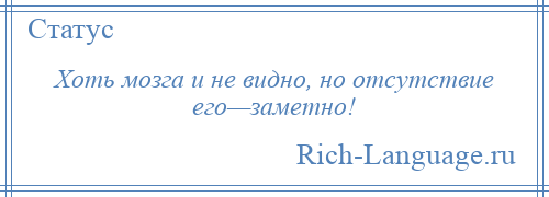 
    Хоть мозга и не видно, но отсутствие его—заметно!