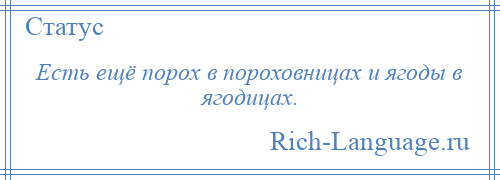 
    Есть ещё порох в пороховницах и ягоды в ягодицах.