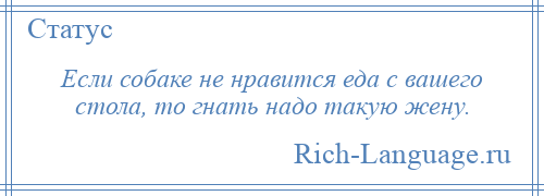 
    Если собаке не нравится еда с вашего стола, то гнать надо такую жену.