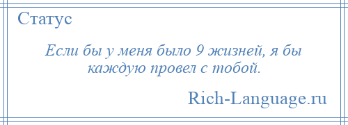 
    Если бы у меня было 9 жизней, я бы каждую провел с тобой.