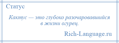 
    Кактус — это глубоко разочаровавшийся в жизни огурец.
