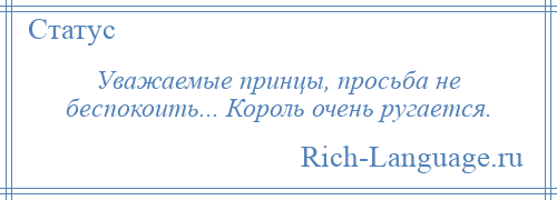 
    Уважаемые принцы, просьба не беспокоить... Король очень ругается.