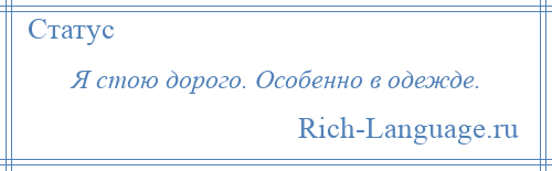 
    Я стою дорого. Особенно в одежде.