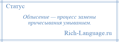 
    Облысение — процесс замены причесывания умыванием.