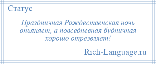 
    Праздничная Рождественская ночь опьяняет, а повседневная будничная хорошо отрезвляет!