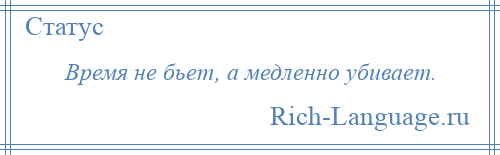 
    Время не бьет, а медленно убивает.