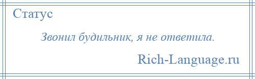 
    Звонил будильник, я не ответила.