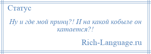 
    Ну и где мой принц?! И на какой кобыле он катается?!