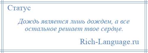 
    Дождь является лишь дождем, а все остальное решает твое сердце.