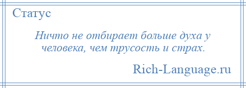 
    Ничто не отбирает больше духа у человека, чем трусость и страх.