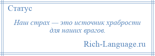 
    Наш страх — это источник храбрости для наших врагов.