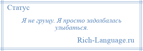 
    Я не грущу. Я просто задолбалась улыбаться.